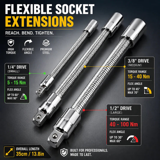 🛠Universal Flexible Wrench Socket Tool – High Torque & Tight Space Repair Adapter⚡