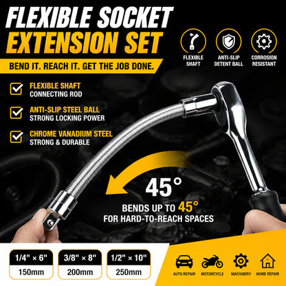 🛠Universal Flexible Wrench Socket Tool – High Torque & Tight Space Repair Adapter⚡
