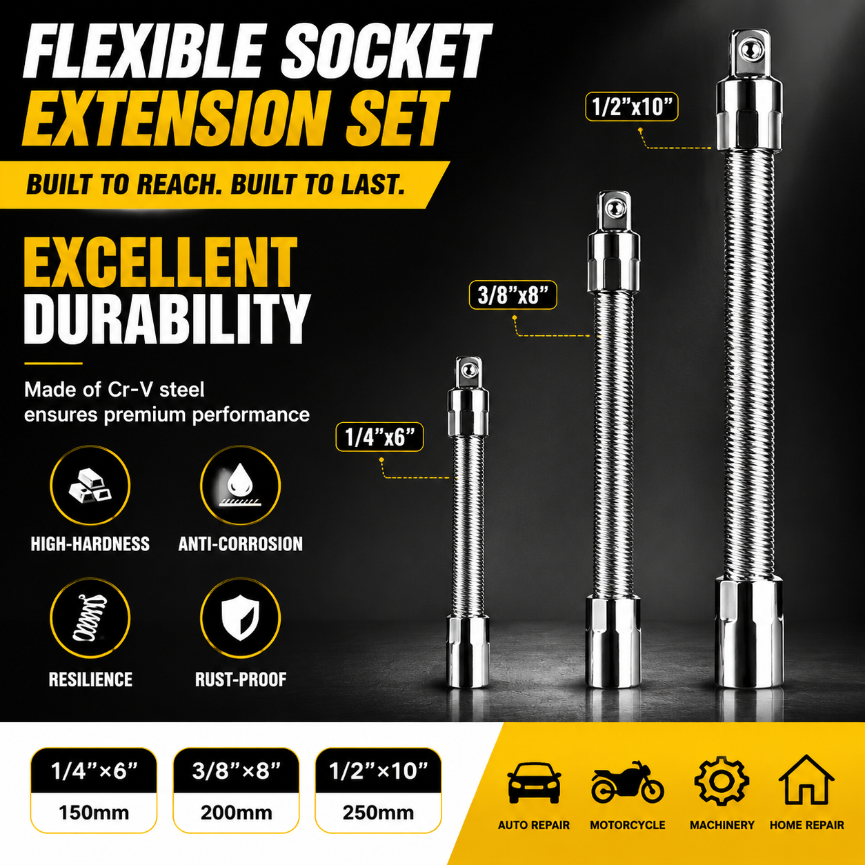 🛠Universal Flexible Wrench Socket Tool – High Torque & Tight Space Repair Adapter⚡