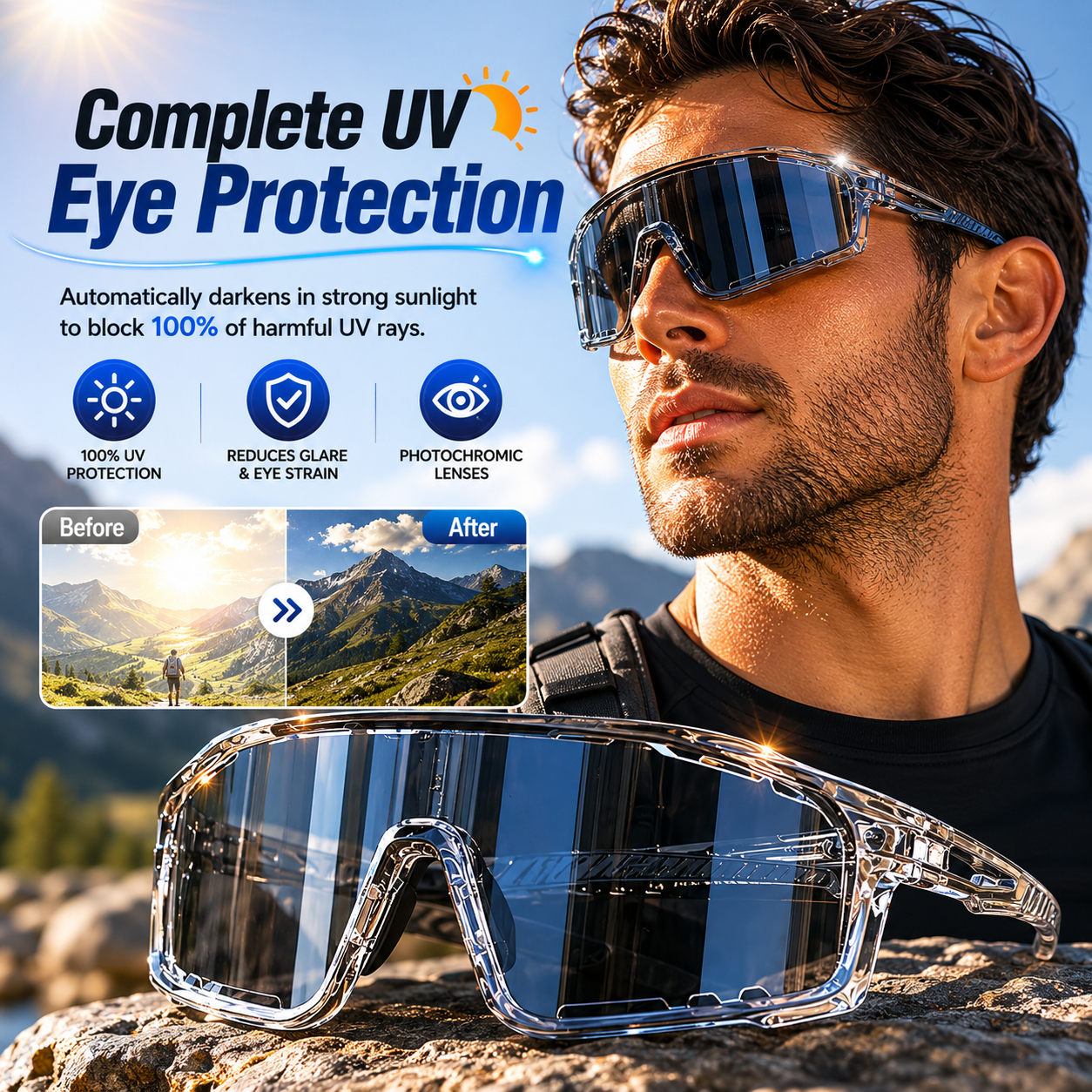 Photochromic UV-Protective Sports Sunglasses 🕶️☀️
