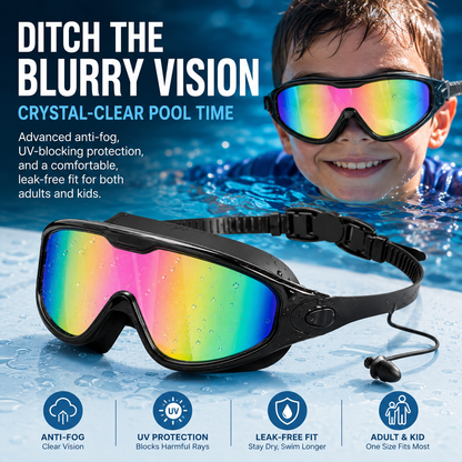 Wide View Swim Goggles with Earplugs & Nose Clip 🏊‍♂️💦