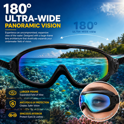 Wide View Swim Goggles with Earplugs & Nose Clip 🏊‍♂️💦