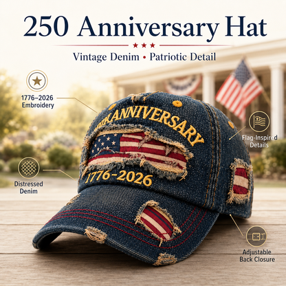 🇺🇸 250th Anniversary Patriotic Denim Hat