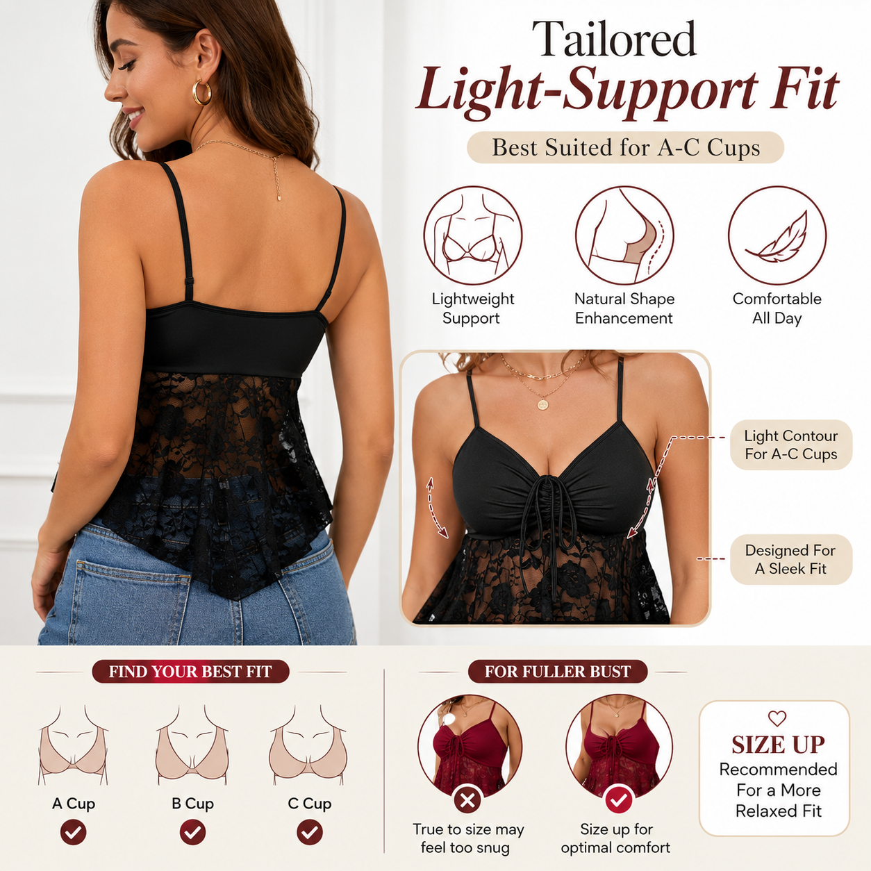 Women's Lace Bralette Cami Crop Top 🌸✨