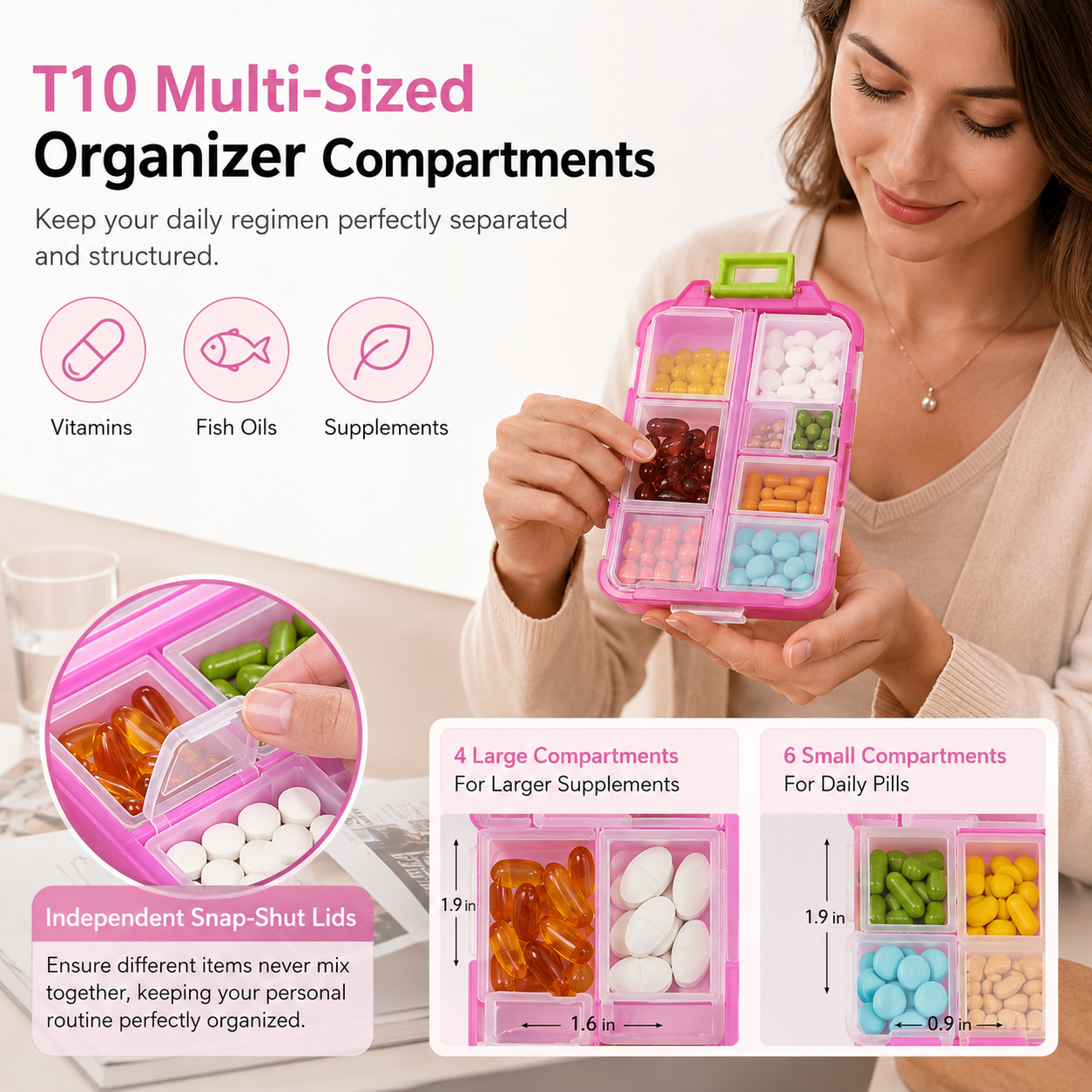 Travel Pill Organizer Box with 146 Labels (10-Compartment) 💊✈️