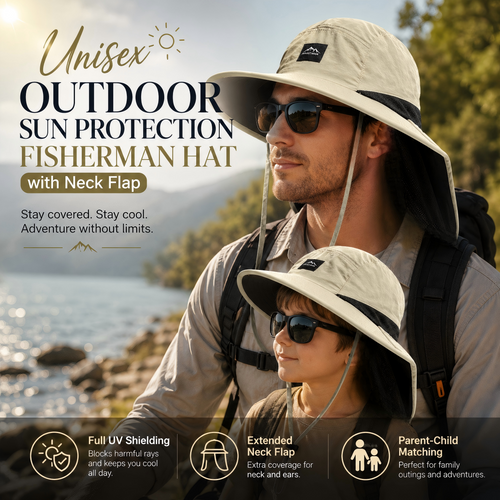 Unisex Outdoor Sun Protection Fisherman Hat with Neck Flap 🌞🧢