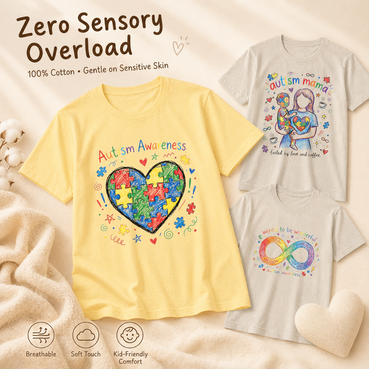 Bully-Proof 100% Cotton Autism Apparel Stitched in Defiance. 💙