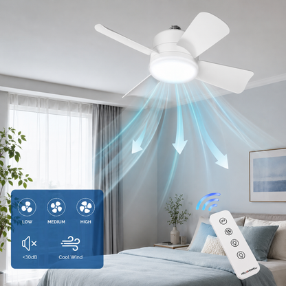 2-in-1 Socket Ceiling Fan & LED Light with Remote 💡🌀