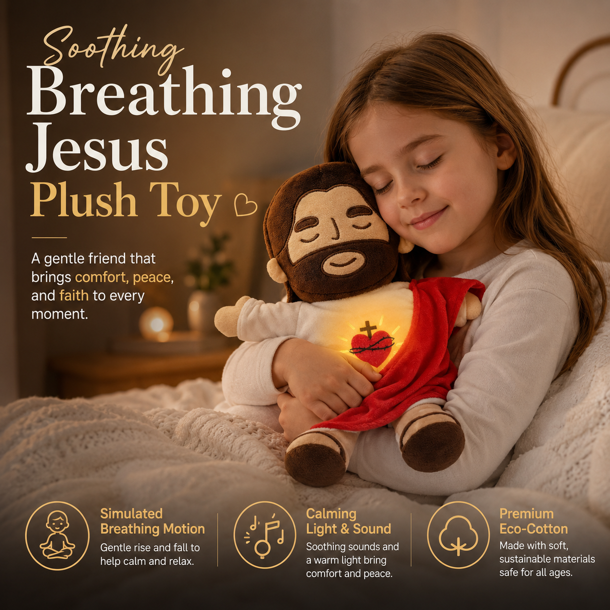 Soothing Breathing Jesus Plush Toy 🕊️✨