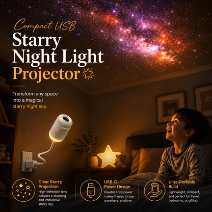 Compact USB Starry Night Light Projector ✨🌌