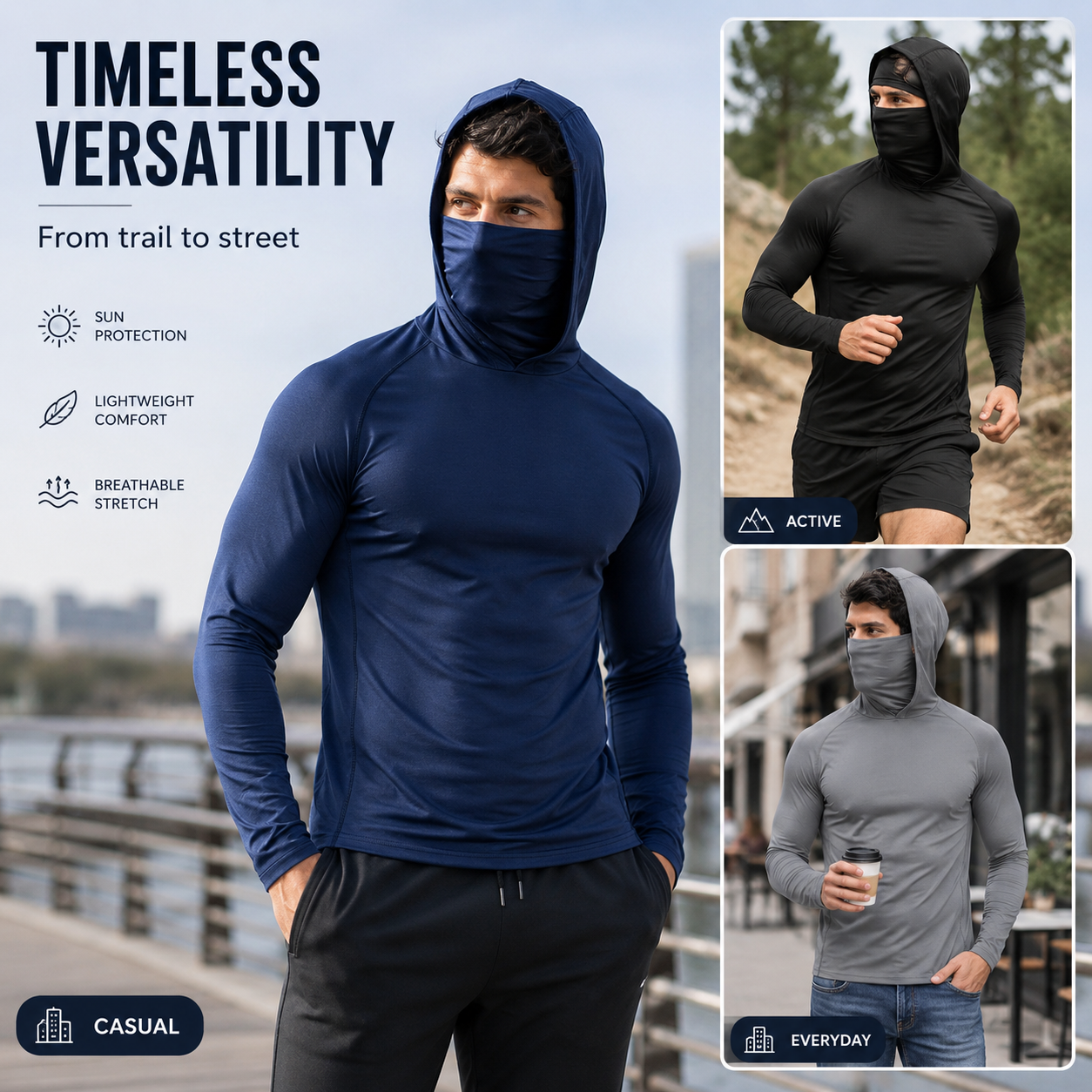 Men's Lightweight Sun Protection Hoodie （3-Pack）☀️🧥