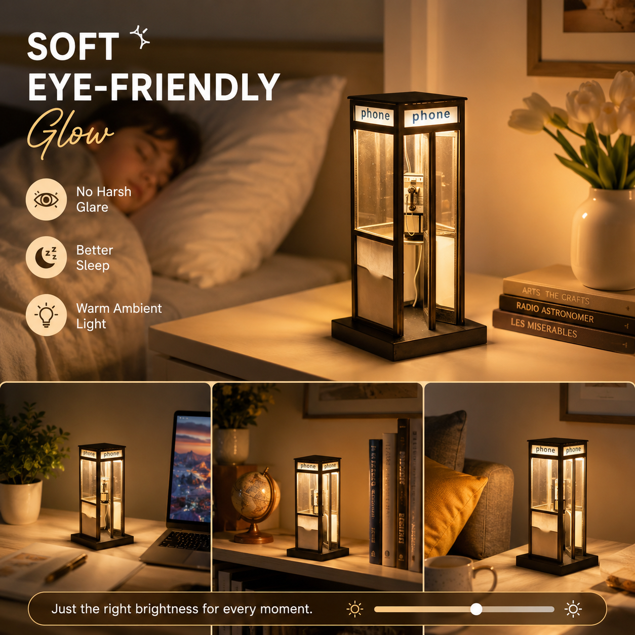 Retro Telephone Booth Bedside Night Light 📞✨
