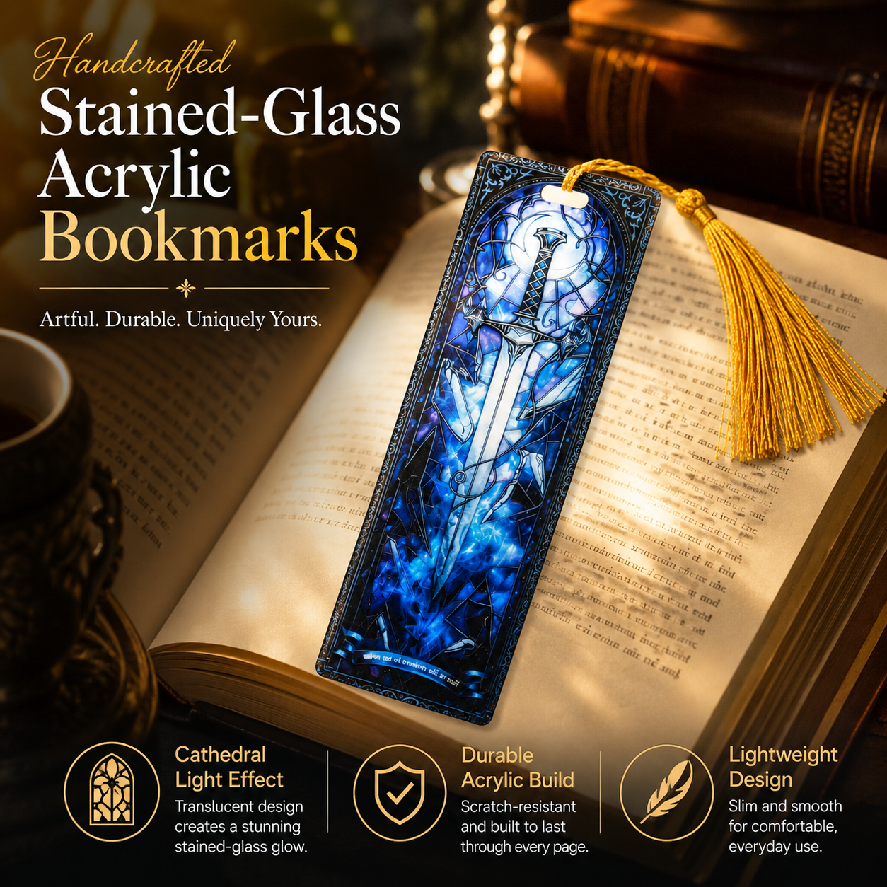 Handcrafted Stained-Glass Acrylic Bookmarks 🔖✨