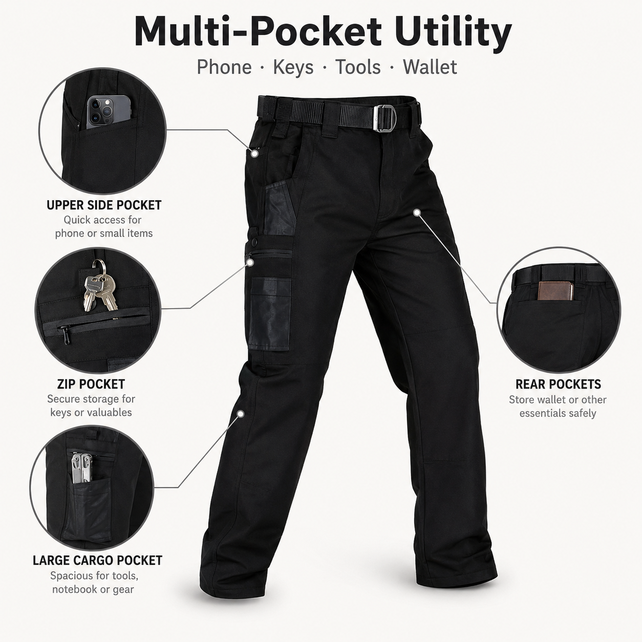 Men’s Waterproof Tactical Work Pants – Multi-Pocket Outdoor Hiking & Casual Pants