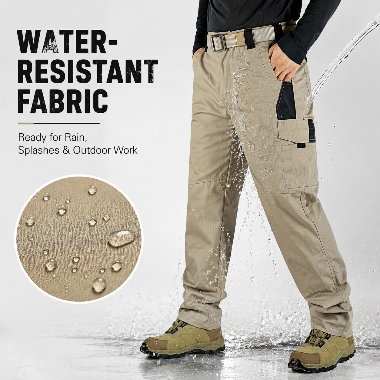 Men’s Waterproof Tactical Work Pants – Multi-Pocket Outdoor Hiking & Casual Pants