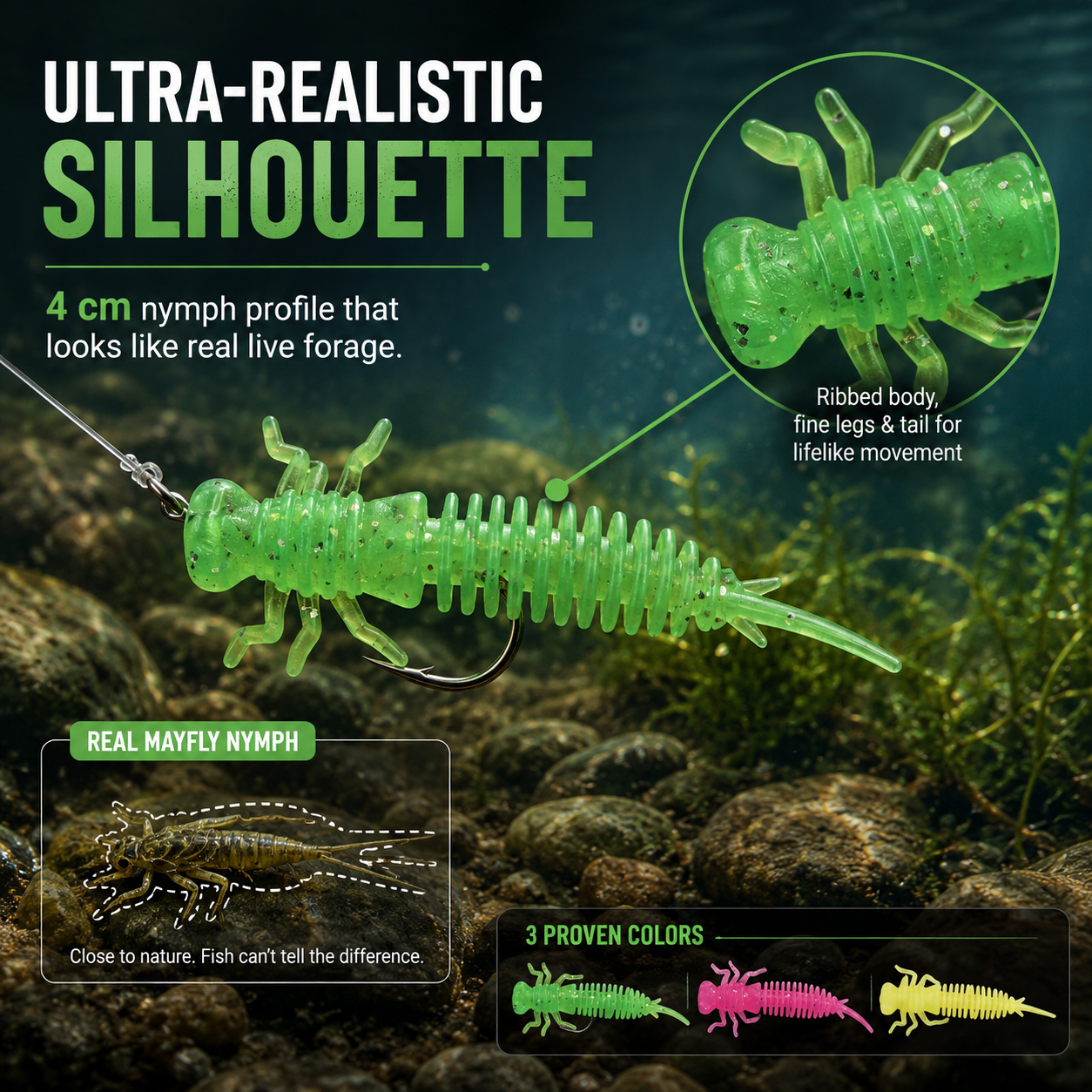 Realistic Mayfly Larva Soft Fishing Bait (20-Pack) 🎣🐛