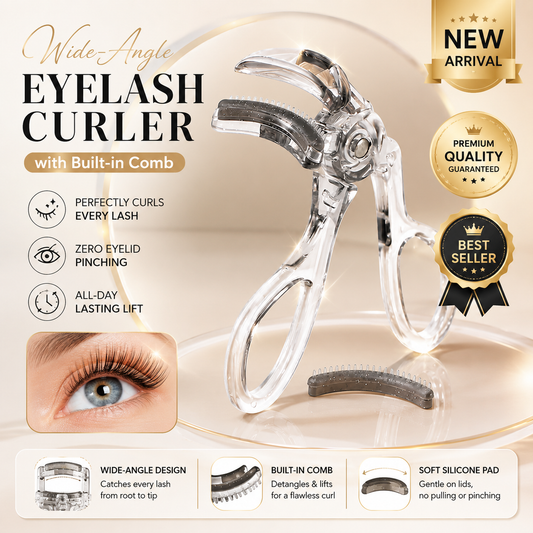Wide-Angle Eyelash Curler with Built-in Comb