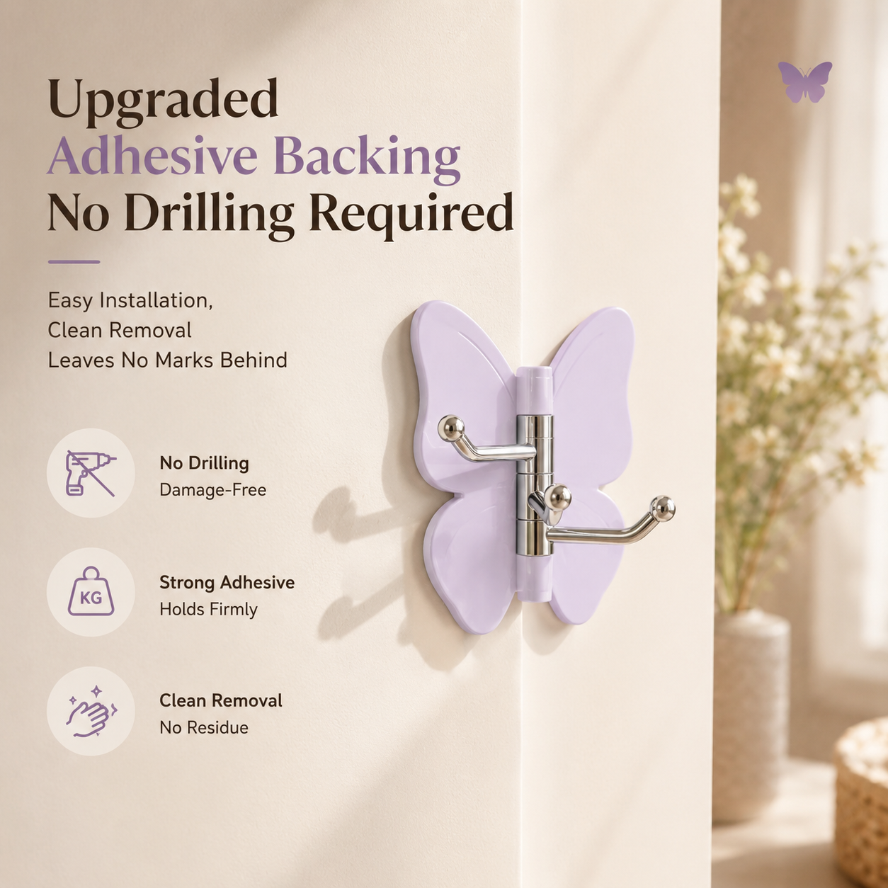 Rotating Butterfly Corner Wall Hooks