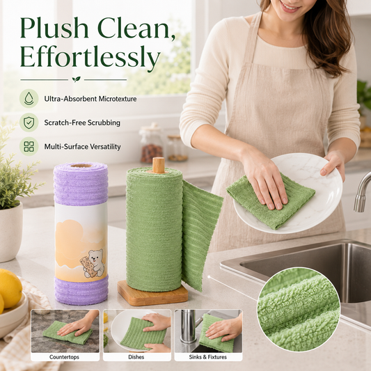Tearable Plush Cleaning Cloth Roll