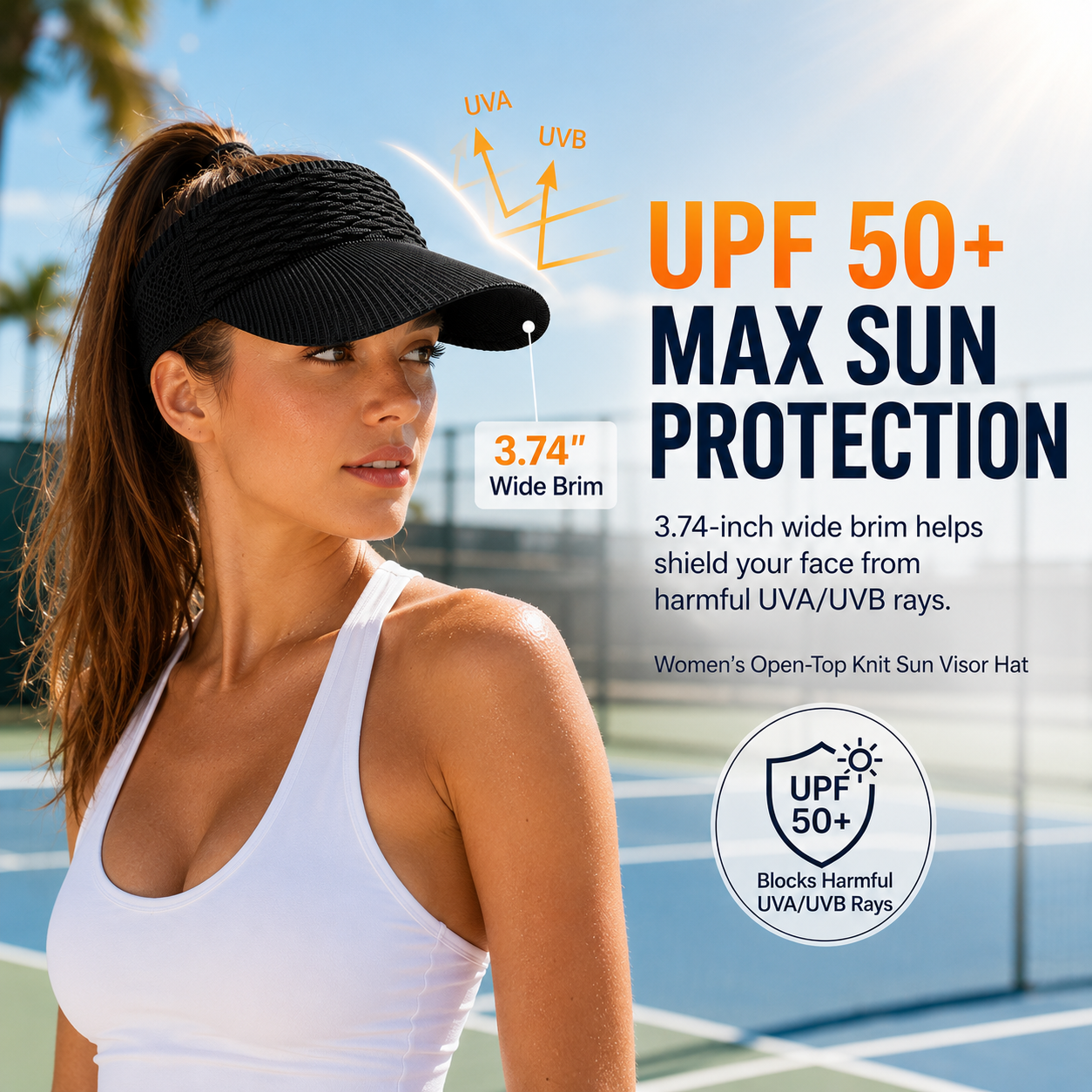 Women's Open-Top Knit Sun Visor Hat