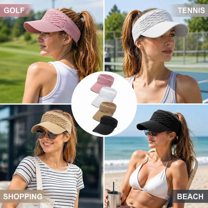Women's Open-Top Knit Sun Visor Hat