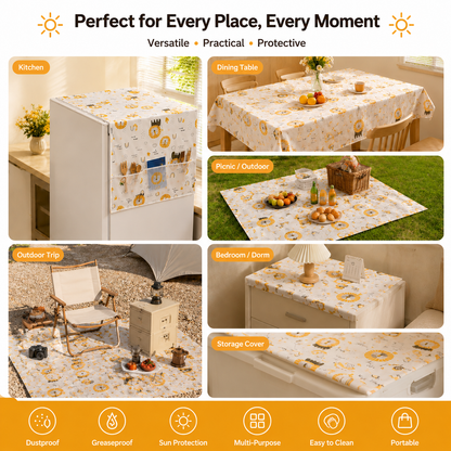 🦁 PEVA Cartoon Fridge Cover