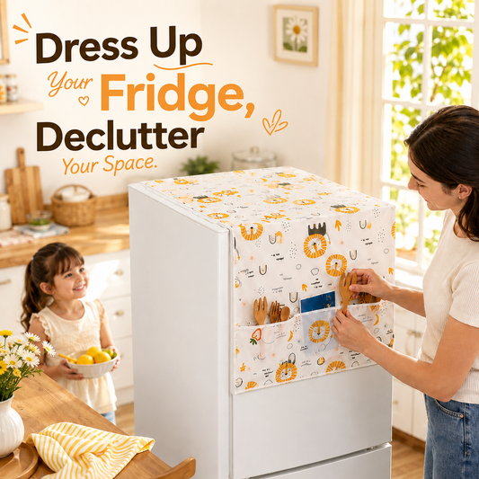 🦁 PEVA Cartoon Fridge Cover