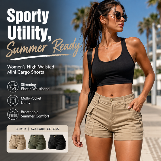 Women's High-Waisted Mini Cargo Shorts