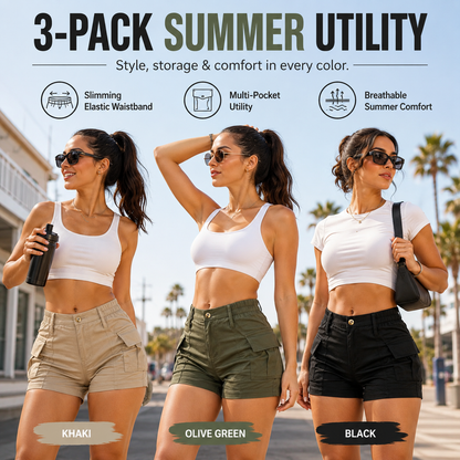 Women's High-Waisted Mini Cargo Shorts