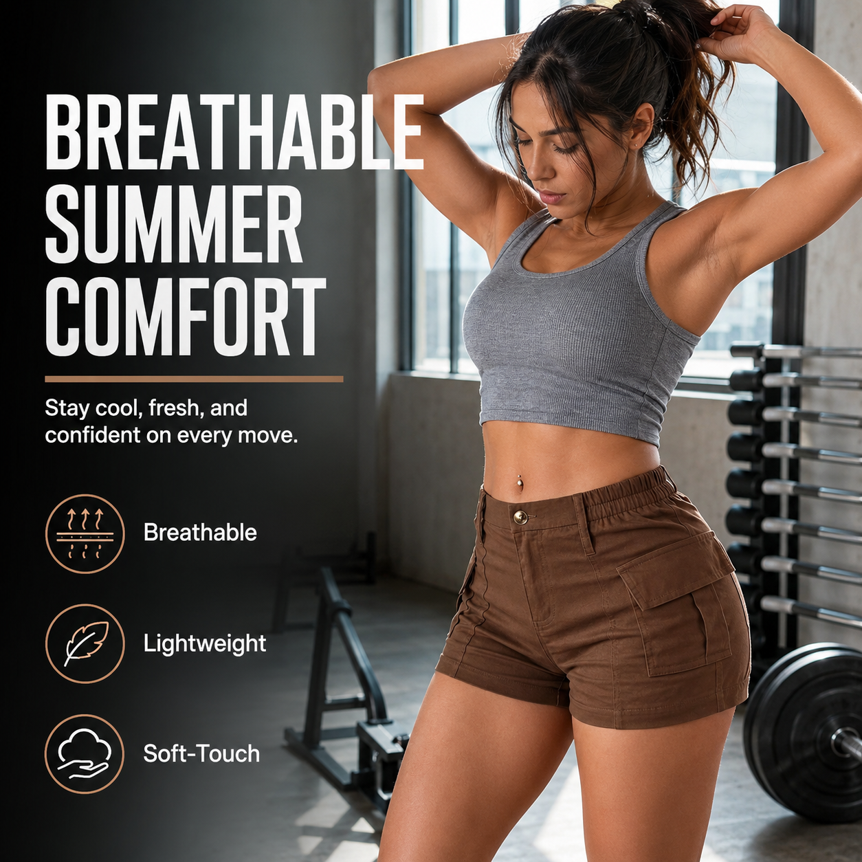 Women's High-Waisted Mini Cargo Shorts
