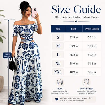 Women's Floral Off-Shoulder Cutout Maxi Dress