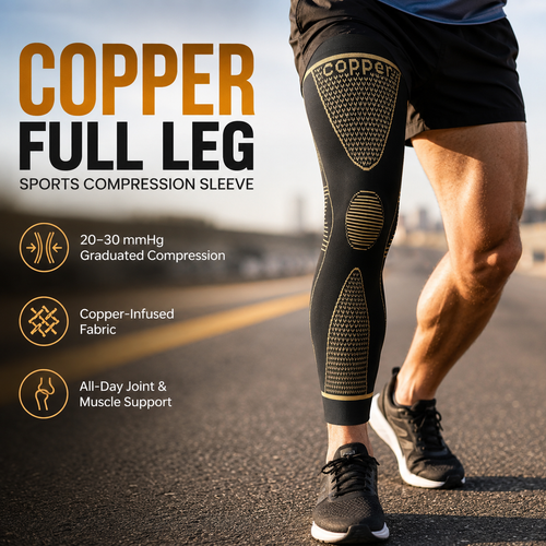 Copper Full Leg Sports Compression Sleeves