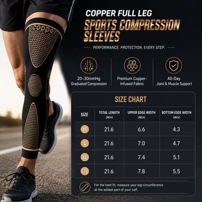 Copper Full Leg Sports Compression Sleeves