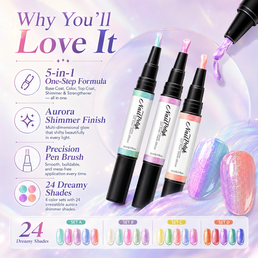 💅5-in-1 Aurora Gel Nail Pen – One-Step, No-Mess UV/LED Manicure
