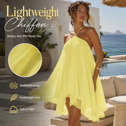 Women's Halter Sleeveless Backless Chiffon Dress