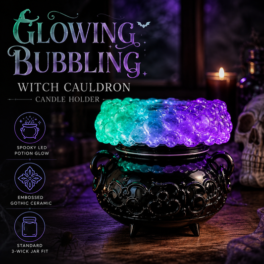 Glowing Bubbling Witch Cauldron Candle Holder