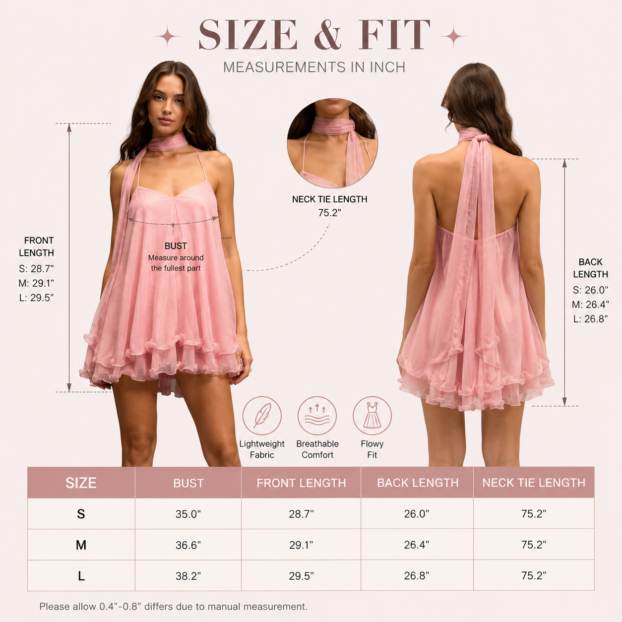 Women's V-Neck Halter Ruffled Mini Dress