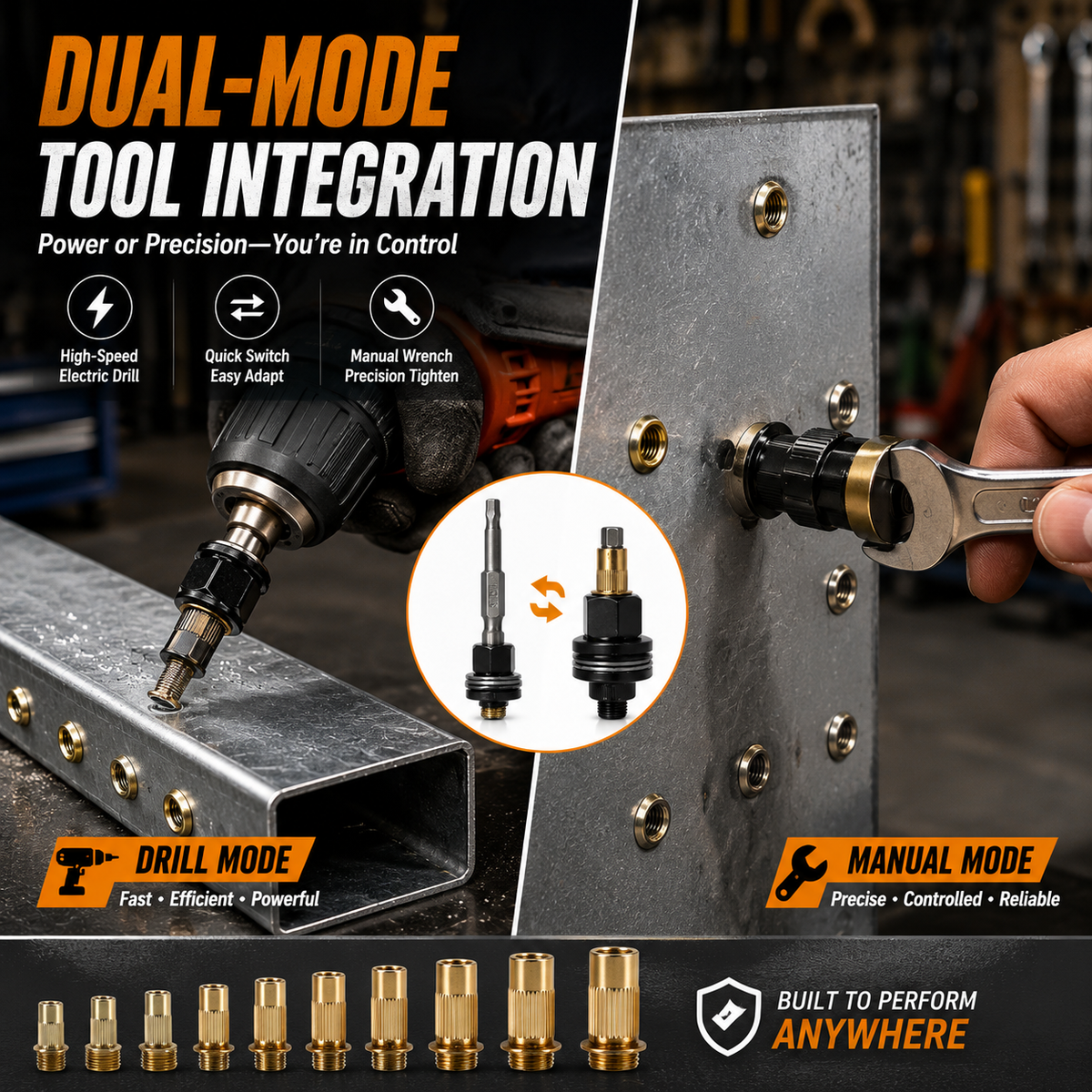 Heavy-Duty Rivet Nut Tool Drill Adapter Kit