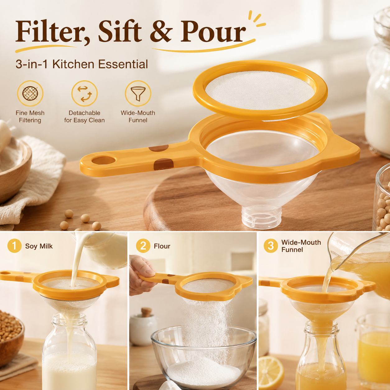 Detachable Fine Mesh Funnel Strainer