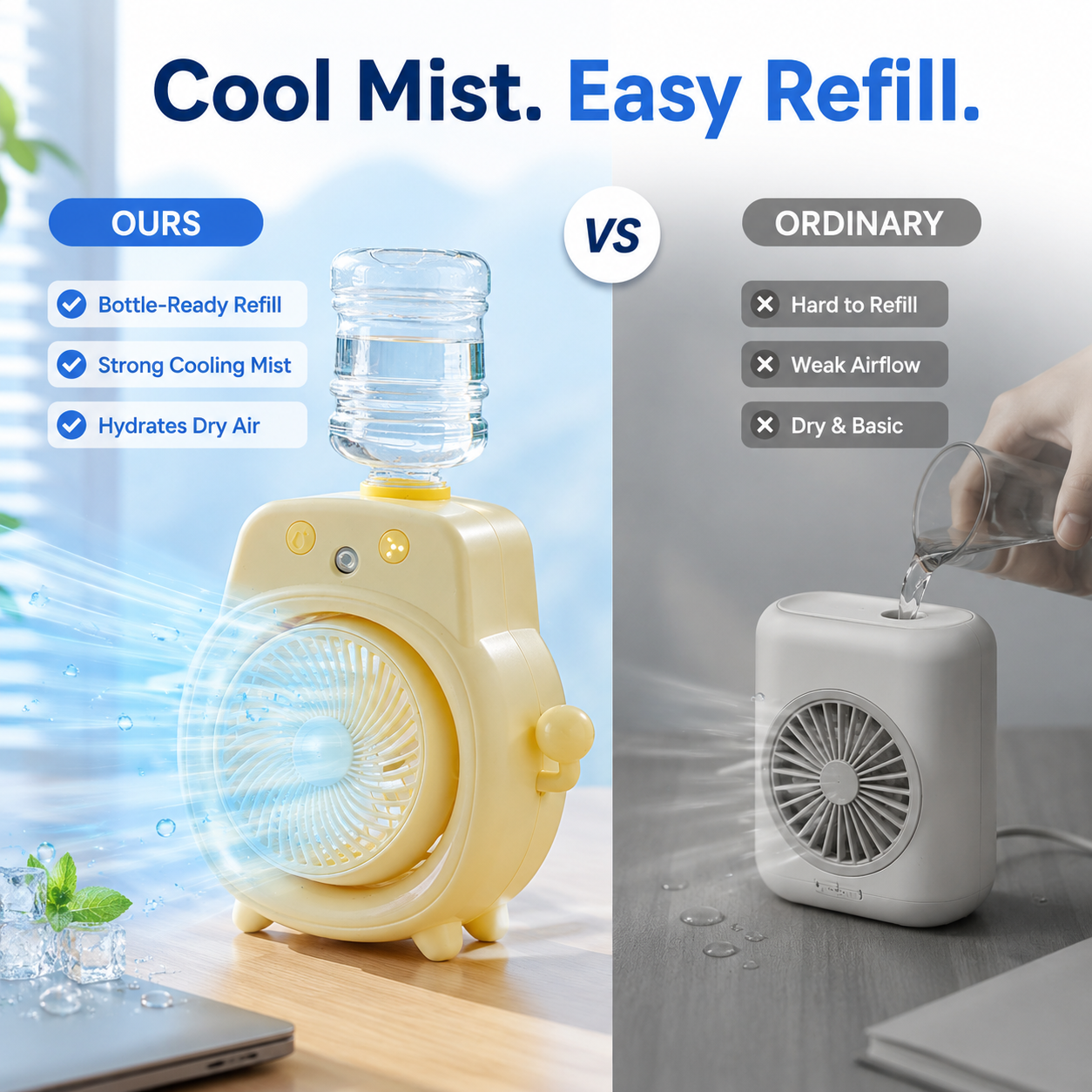 Portable Desk Misting Fan & Mini Humidifier