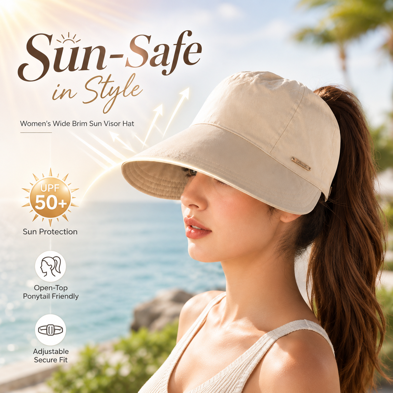 Women's Wide Brim Sun Visor Hat