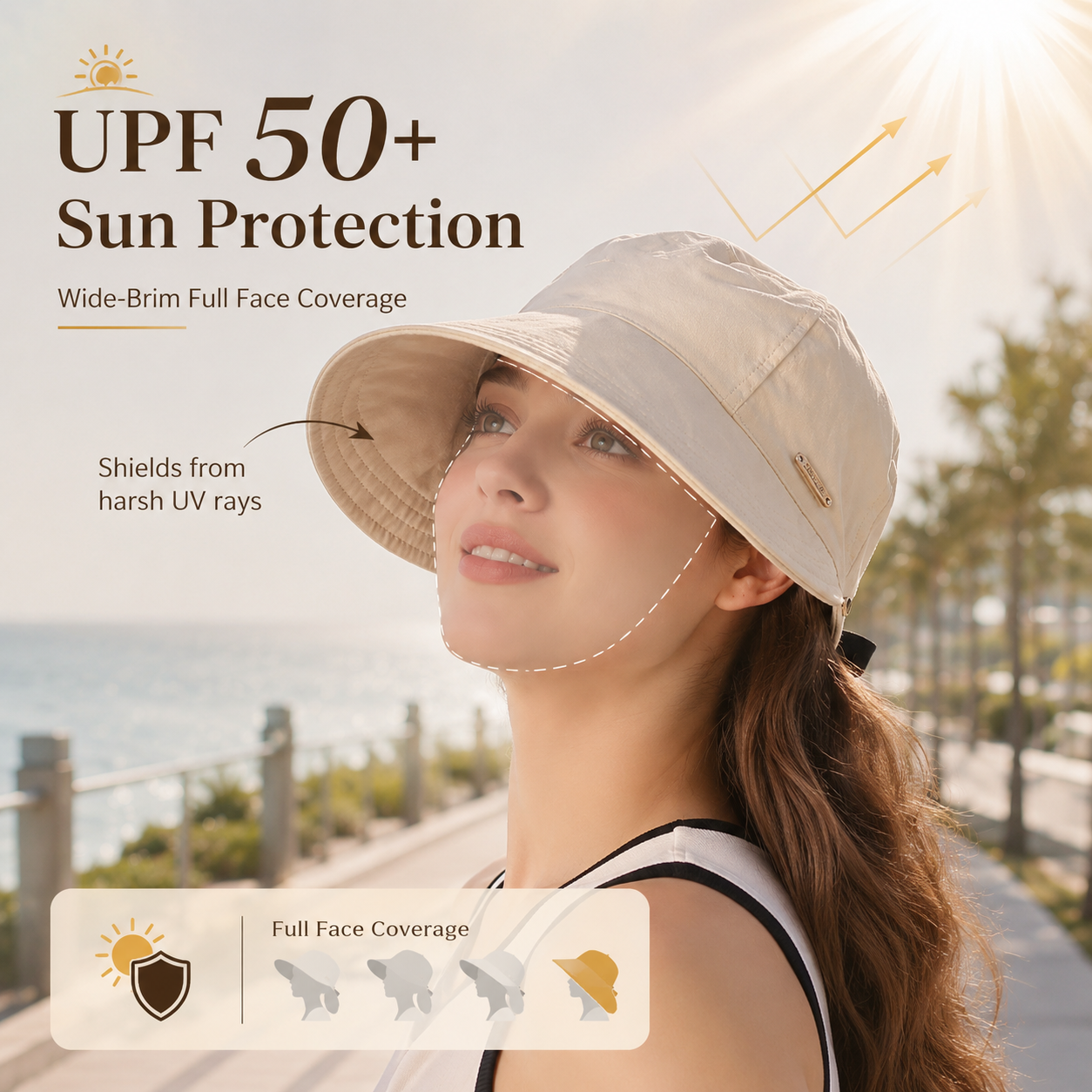 Women's Wide Brim Sun Visor Hat