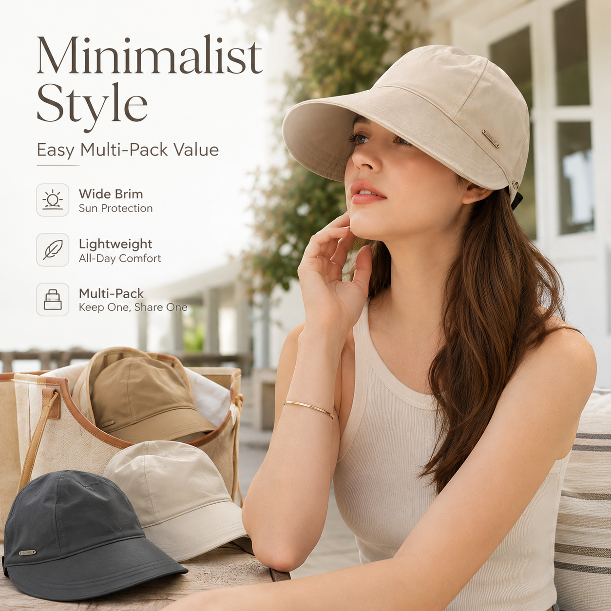 Women's Wide Brim Sun Visor Hat