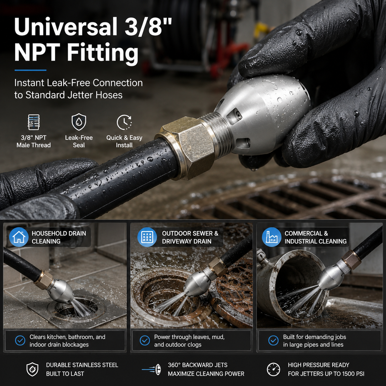 🔥 Professional Grade Sewer Jetter Nozzle ✨ Blast Away Stubborn Clogs & Clear Pipes in Seconds — Zero Plumber Fees! 🚿💪