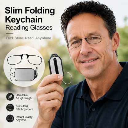 Slim Folding Keychain Reading Glasses - Clips Anywhere, Reads Anytime. 🔑
