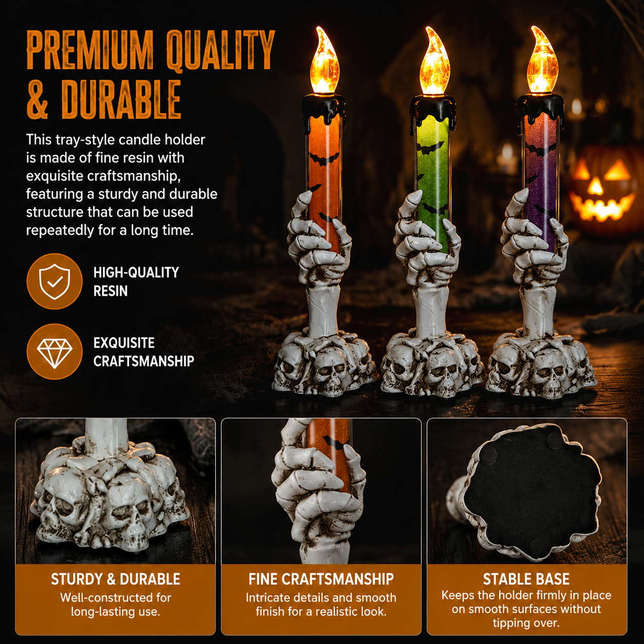 Halloween Vivid Resin Skeleton Hand Finger Candle Holders