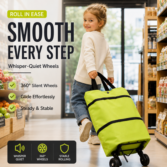 Foldable Rolling Grocery Bag🛒 Carry Less. Roll More. Shop Easier.