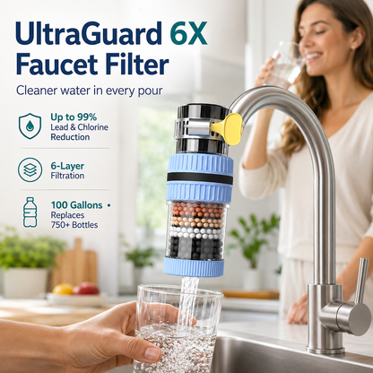 🛡️ UltraGuard 6X Faucet Filter | Removes 99% Lead & Chlorine Instantly