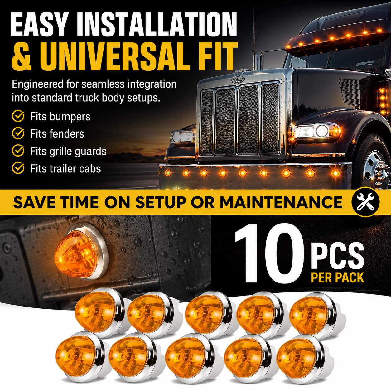 LED Watermelon Side Marker Lights 12V-24V Truck Trailer