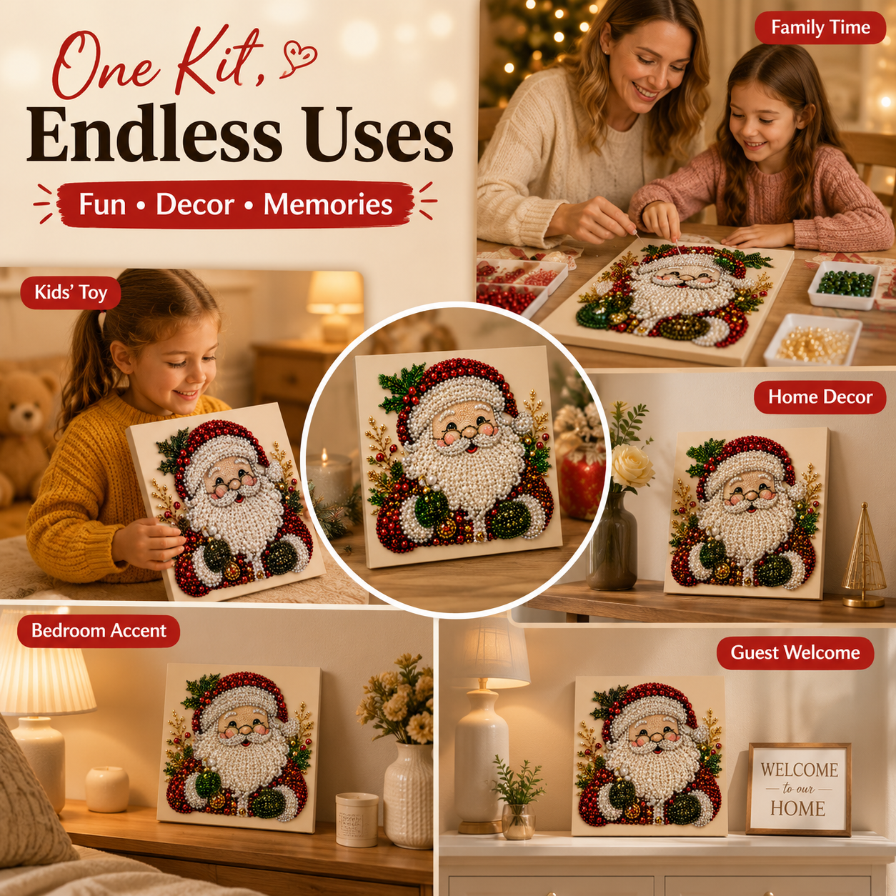3D Sparkling Pearl &amp; Crystal Santa Claus Art Kit🎅